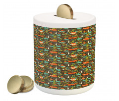 Autumn Season Flora Fauna Piggy Bank