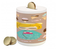 Kokeshi Doll Ice Cream Piggy Bank