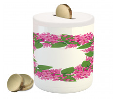 Pink Blossoms Wreath Piggy Bank