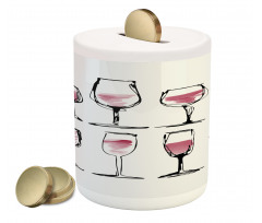 Sketch Wine Glasses Piggy Bank