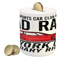 Vintage Sports Race Theme Piggy Bank