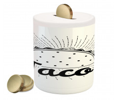Mexican Taco Typography Art Piggy Bank