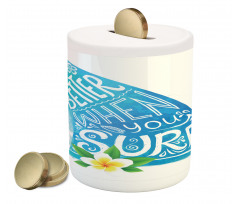 Wave with Bali Flower Piggy Bank