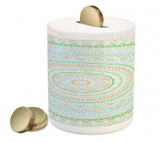 Oriental Motif Pastel Tone Piggy Bank