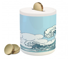 Tsunami Wave Scene Piggy Bank