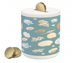 Various Aquatic Seashells Piggy Bank