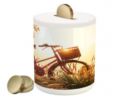 Bike in Sepia Tones Rural Piggy Bank