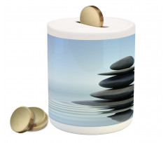 Stones in Water Calm Theme Piggy Bank