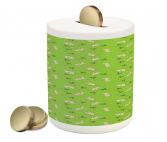 Pattern with Rabbits Carrots Piggy Bank