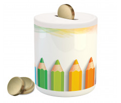 Realistic Colorful Pencils Piggy Bank