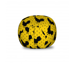 Hayvan Pelüş Oyuncak Çuvalı Sarı Fon Üzerine Siyah Horoz Silüet Çizimi