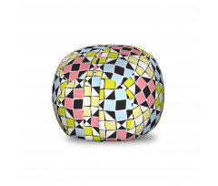 Geometrik Pelüş Oyuncak Çuvalı Mozaik Kareler Desenli