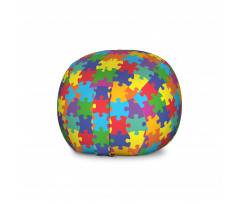 Renkli Pelüş Oyuncak Çuvalı Çocuksu Tasarım Rengarenk Puzzle Parçaları