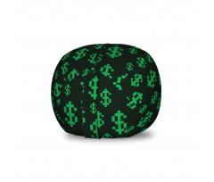 Finans Pelüş Oyuncak Çuvalı Siyah Zeminde İrili Ufaklı Dolar Sembolleri