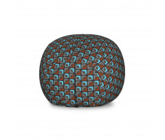 Geometrik Pelüş Oyuncak Çuvalı Kahverengi Mavi Gri Kareler Desenli Şık