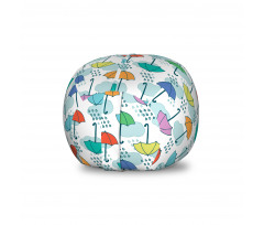 Hava Durumu Pelüş Oyuncak Çuvalı Beyaz Fon Üzerinde Rengarenk Şemsiyeler