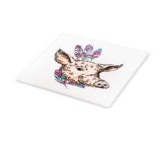 Pig Portrait Feathers Cutting Board