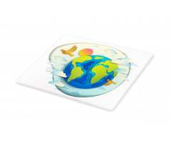 Graphical Globe Clouds Cutting Board