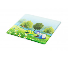 Tents in Spring Forest Cutting Board