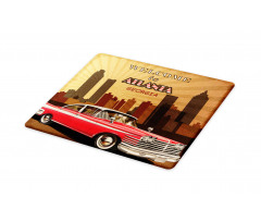 Retro Car and City Skyline Cutting Board