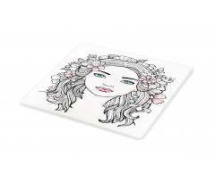 Floral Girl Drawing Cutting Board