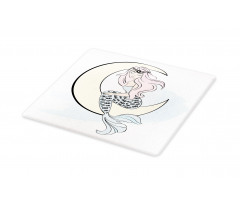 Mermaid Girl on Crescent Cutting Board