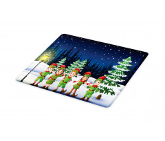 Snowing Forest and Children Cutting Board