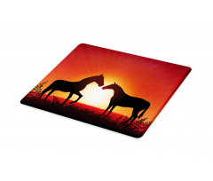 Horses Silhouette on Sunset Cutting Board