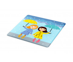 Girls Under the Rain Cutting Board