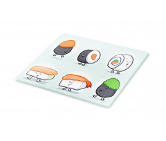 Funny Happy Sushi Characters Cutting Board