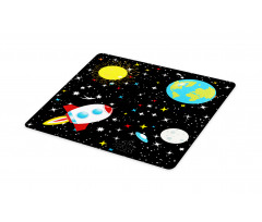 Stars Earth Moon Rocket Cutting Board