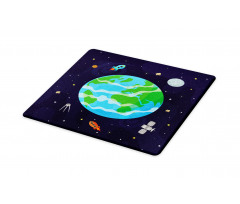 Celestial Cartoon Earth Cutting Board