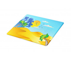 Cartoon Desert Landscape Palms Cutting Board