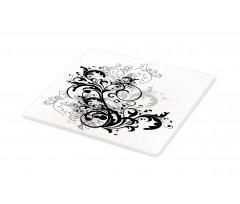 Monochrome Abstract Leaves Cutting Board