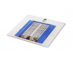 Shutters Flowers Window Cutting Board