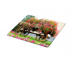 Flowers in Wooden Wagon Cutting Board