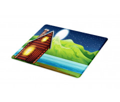 Cabin near River at Night Cutting Board