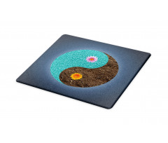 Yin Yang Flower Teal Brown Cutting Board