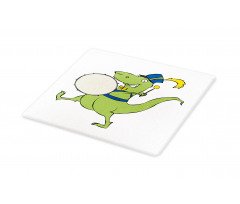 Happy Green Dinosaur Playing Cutting Board