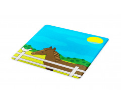 Farm Horse and Chicken Cartoon Cutting Board