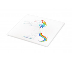 Reared up Horse Rainbow Mane Cutting Board