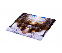 Snowy Winter Park Lake Cutting Board