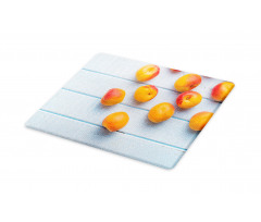 Apricots on Blue Wooden Table Cutting Board