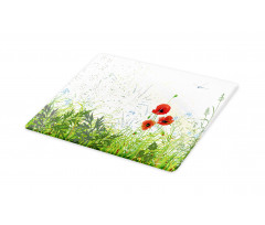 Red Poppies Dragonfly Cutting Board