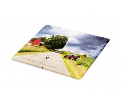 Barn and Tractor on Side Cutting Board