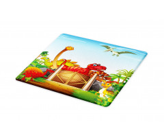 Cartoon Dinosaurs in Park Cutting Board