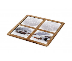 Rustic Snowy Woodsy Frame Cutting Board