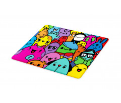 Colorful Doodle Monsters Cutting Board