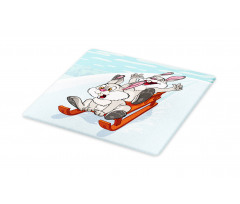 Winter Wooden Sled Cartoon Cutting Board