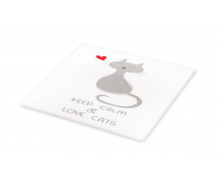 Grey Cat Red Heart Cutting Board